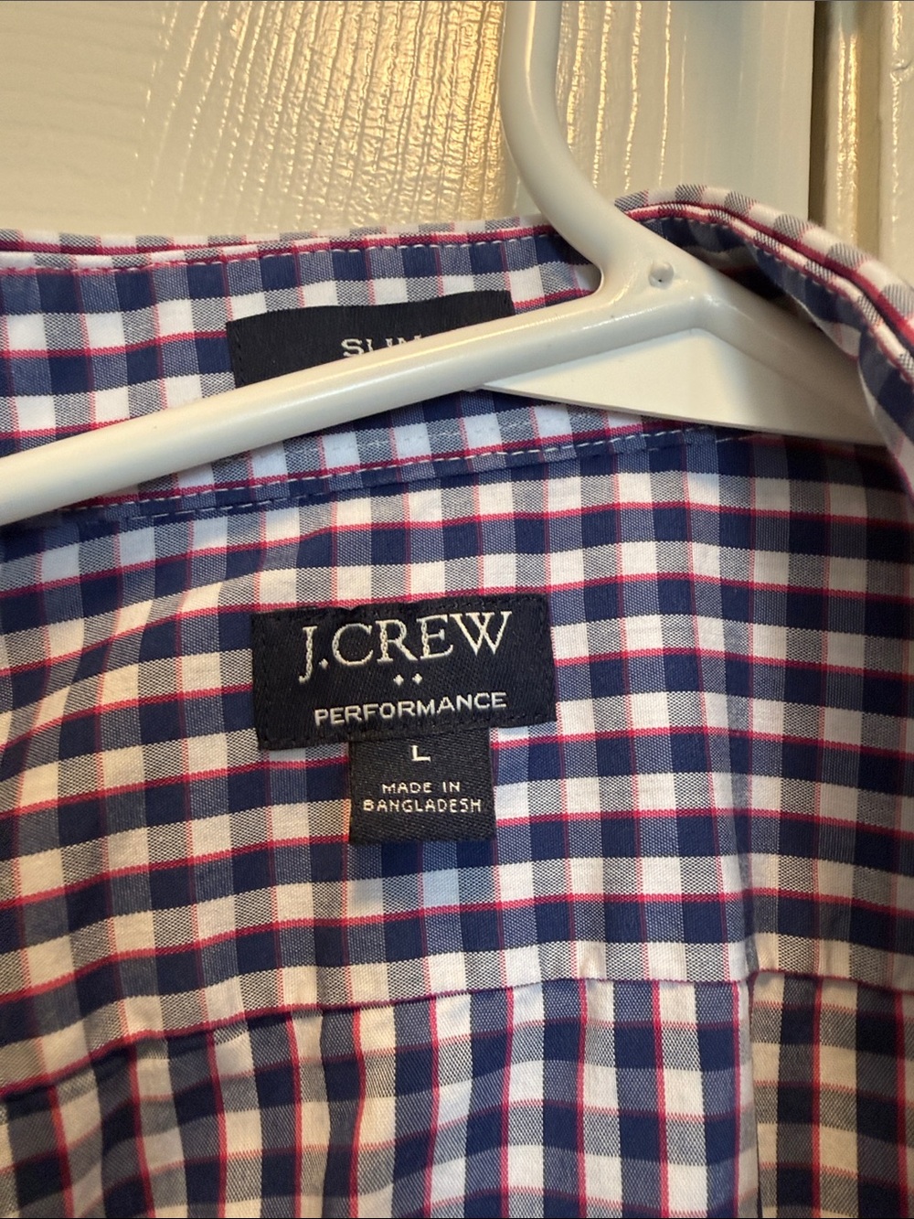 J. Crew Men’s Blue, Red & White Gingham Button-Down Shirt - Picture 2 of 5